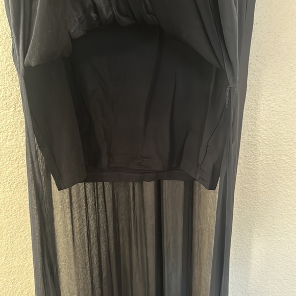 H&M Black Sheer High Side Slit Elastic Waist Pull On Maxi Skirt Size M - Picture 6 of 11